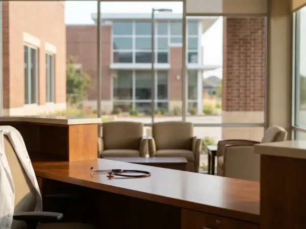 Friendly physician greeting a new patient at a modern medical clinic in Oklahoma City
