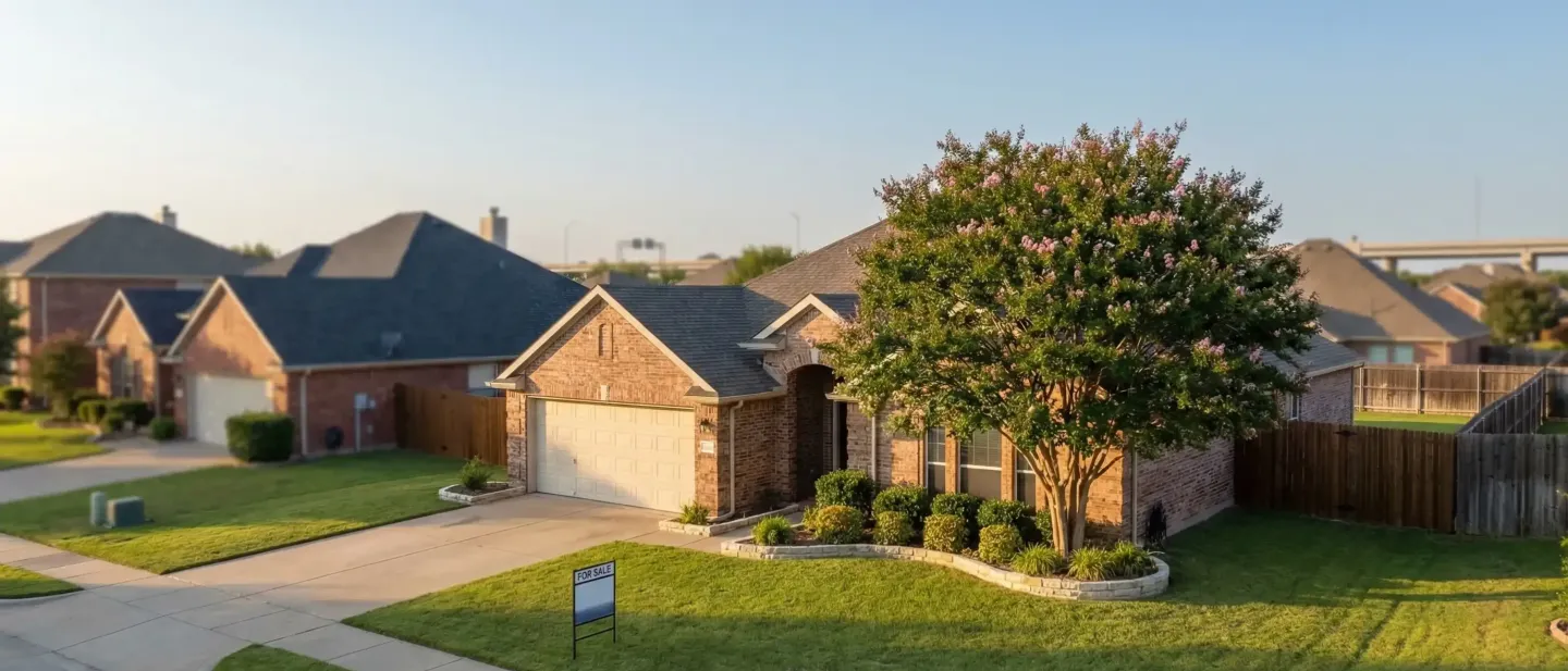 Professional real estate agent reviewing Arlington TX neighborhood listings with clients in a modern home office setting