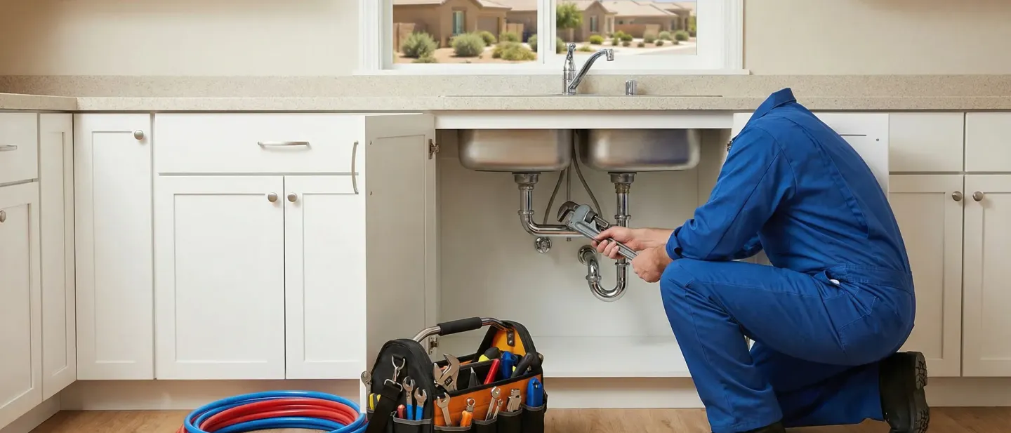 Licensed plumber performing pipe repair for plumbing services in Bakersfield, CA