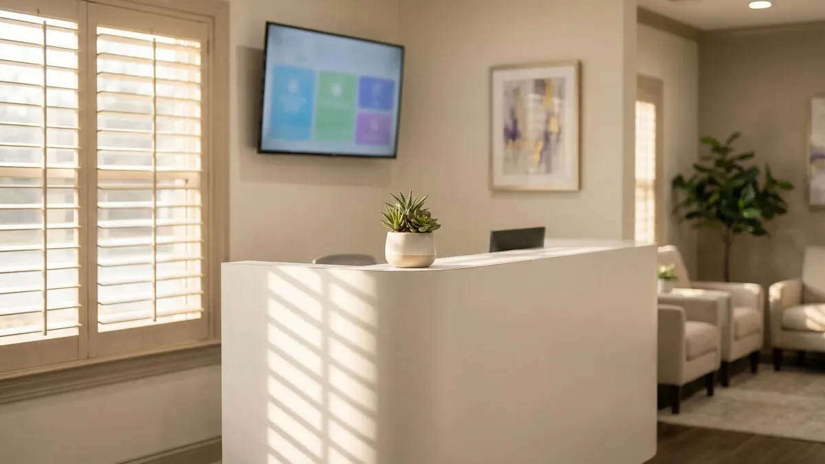 Modern dental practice reception area with professional staff and clean clinical environment in Baton Rouge, LA