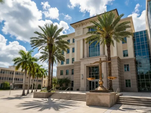 Professional law office interior with attorney and client in West Palm Beach, FL
