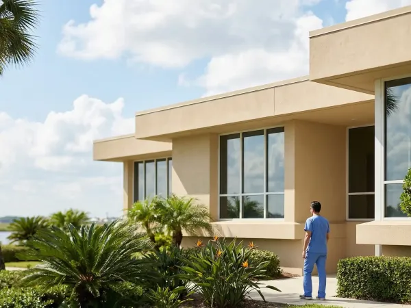 Professional dentist consulting with a patient in a bright modern dental office in Fort Myers, FL