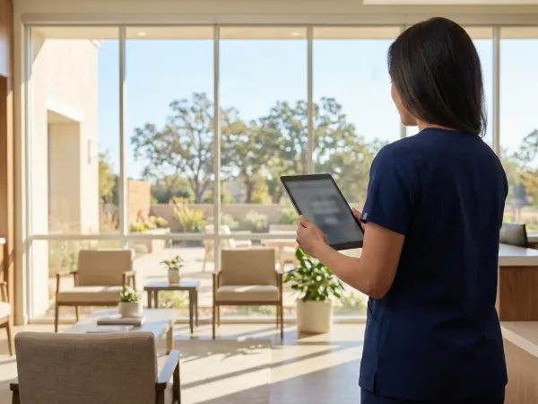 Professional dentist consulting with a patient using a digital treatment plan display in a modern Roseville, CA dental office