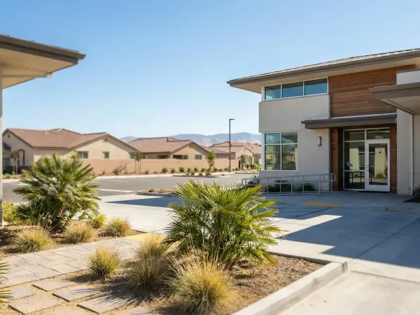 Welcoming medical clinic exterior in Visalia, CA with professional signage and accessible entrance in Central Valley sunshine