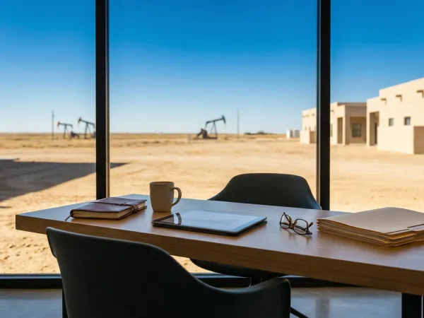 Personal injury attorney in a professional office in Midland, TX reviewing legal documents with a client across a desk